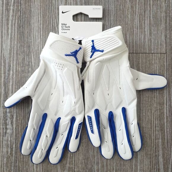 Nike Jordan D-Tack 6.0 White/Signal Blue Football Gloves HQ5969-161 Size 2XL XXL - Picture 1 of 9